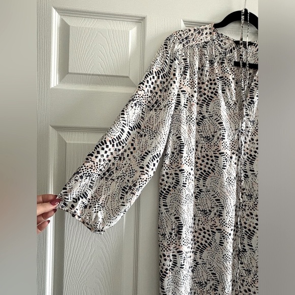 NWOT Banana Republic shift white with navy /light orange pattern dress 3/4 sleev - Picture 3 of 6